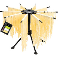 Cambom Foldable Pasta Drying Rack- Plastic Spaghetti Household Noodle Dryer With 10 Bar Handles (Black)
