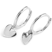Cute Heart Love Dangle Drop Cartilage Small Huggie Hoop Earrings For Women Minimalist S925 Sterling Silver Charm Cuff Sleeper Hoops Dainty Hypoallergenic Jewelry Gifts For Her Daughter (925 Silver)