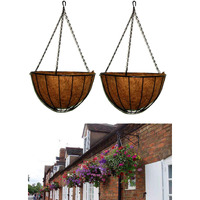 Mtb Garden Hanging Baskets 16 Inches Traditional Style With Coco-Liner, Pack Of 2 For Home Balcony Patio Decoration