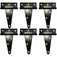 Hlmoptimo Heavy Duty T Hinge Tee Hinge T Strap Hinge Shed Hinge Gate Hinge Barn Hinge Fence Hinge Door Hinge Wrought Rustproof All Size Black (6Pcs, 4Inch)