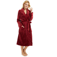 Heartnice Womens Fleece Robes, Soft Plush Long Bathrobe, Thick Kimono Robes For Womens, Warm House Coat (Wine, S/M)