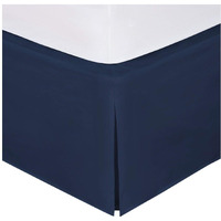 Linen Plus Queen Size Luxury Tailored Bed Skirt 14"" Drop Pleated Styling Dust Ruffled Solid Navy Blue New