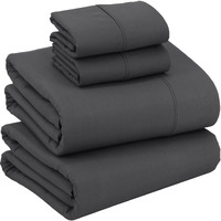 Ruvanti Silky Soft King Size Sheets - 4 Pieces Luxury Sheets - All Season Breathable King Size Sheets Set - 15"" Deep Pocket Snug Fit King Sheets - Cozy & Comfy Hotel Bed Sheets - Dark Grey