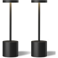 Led Cordless Table Lamps Set Of 2,Portable Rechargeable 5000Mah Outdoor Table Lamp,Metal Stepless Dimmable Battery Powered Lamp, Table Light For Outside/Patio/Restaurant/Bedroom/Home.(Black)