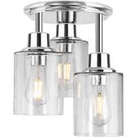 Semi Flush Mount Ceiling Light, 3-Light Close To Ceiling Light Fixtures, Electroplating Chrome Finish With Clear Seeded Glass Shade Chandelier Lighting For Stairs Porch Hallway Entryway Kitchen
