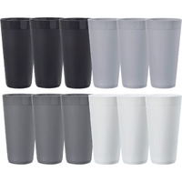 Us Acrylic Newport 32 Ounce Unbreakable Plastic Stackable Iced-Tea Tumblers In Grey Stone | Set Of 12 Drinking Cups | Reusable, Bpa-Free, Made In The Usa, Top-Rack Dishwasher And Microwave Safe
