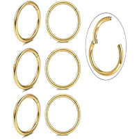 Unisex Dainty Small 14K Gold Hoop Earrings, 16G Surgical Steel Tiny Endless Hinged Hoops In Gold Plated For Earlobe And Cartilage (Gold 12Mm)