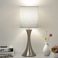 3 Way Touch Control Table Lamp, Dimmable Bedside Desk Lamp With Metal Base Modern Nightstand Lamp Stylish Grey Shade Simple Side Table Lamp For Bedroom, Living Room, Office Or Den Led Bulb Included