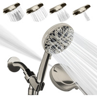 Sparkpod 10 Spray Setting High Pressure Shower Head - Luxury 5"" High Flow Hand Held Shower Head With High Pressure Jets - Premium Stainless Steel Hose And Bracket Included (Elegant Brushed Nickel)