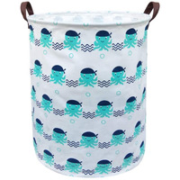 Boohit Cotton Fabric Storage Bin,Collapsible Laundry Basket-Waterproof Large Storage Baskets,Toy Organizer,Home Decor (Octopuses)