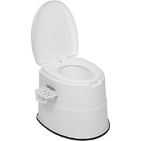 Vingli Portable Toilet | Indoor Outdoor Commode W/Detachable Inner Bucket & Removable Paper Holder, Lightweight & Compact For Camping, Boat, Van, Emergency Use (White)