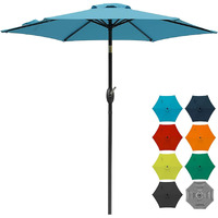 Sunvivi Outdoor 7.5 Ft Patio Umbrella Outdoor Market Table Umbrella Luxury Aluminum Pole Umbrella With Push Button Tilt And Crank, 6 Ribs, Polyester Canopy, Turquoise