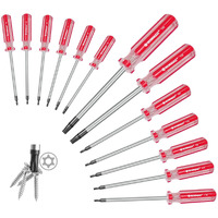 Ronmar 13-Piece Magnetic Torx Screwdrivers Set, Security Tamper Proof, T4T5T6T7T8T9T10T15T20T25T27T30T40 (Red)