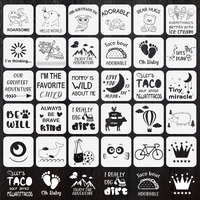 30 Pack Baby Shower Stencils Cute Onesie Stencil Mixed Animals Pattern Painting Stencils Templates Reusable For Painting Bodysuit Bags Shirts