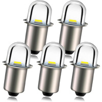 Ruiandsion Upgrade Led Flashlight Bulb 3V P13.5S Base Socket White Led Bulbs Replacement For Headlamp Flashlight Torch Lights,Non-Polarity (Pack Of 5)