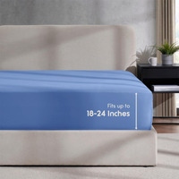 Nestl Calm Blue Fitted Sheet Queen Size, Extra Deep Pocket Queen Fitted Sheet Only, 1800 Microfiber Fitted Bed Sheet, Soft Fitted Queen Sheet Fits Up To 24 Inch Mattress - Queen Size Fitted Sheet
