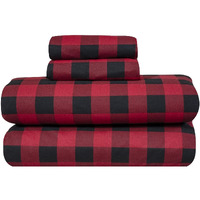 Bliss Casa 4 Piece 100% Cotton Flannel Sheet Set Queen - High Gsm Deep Pockets, Warm Breathable Flannel Sheet Set. Flannel Bed Set Include Flat Sheet, Fitted Sheet & Pillowcases (Buffalo Check)
