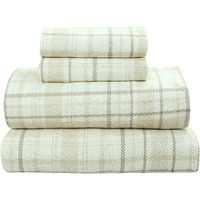 Bliss Casa 4 Piece 100% Cotton Flannel Sheet Set Queen - High Gsm Deep Pockets, Warm Breathable Flannel Sheet Set. Flannel Bed Set Includes 1 Flat Sheet, 1 Fitted Sheet & 2 Pillowcases (Check)
