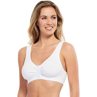 Carole Martin Full-Freedom Front Closure Wireless Cotton Bra-44 White