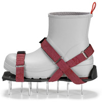 Plantnomics Lawn Aerator Shoes With Hook-And-Loop Straps, Manual, Wrench - Pre-Assembled, Adjustable, Stylish, One-Size-Fits-All - Lawn And Garden Tool Reduces Thatch, Revives Soil Health, Maroon