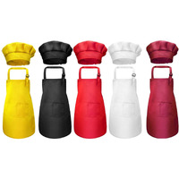 Tamicy 10 Pieces Kids Chef Hat And Apron Set - Child Kitchen Bib Aprons With Pockets Girls Boys Chef Hats For Cooking Baking Gardening Painting Wear (Black,White,Wine Red,Yellow,Red)