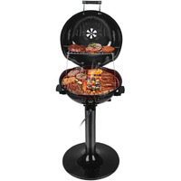 Electric Bbq Grill Techwood 15-Serving Indoor/Outdoor Electric Grill For Indoor & Outdoor Use, Double Layer Design, Portable Removable Stand Grill, 1600W (Stand Black Bbq Grills)