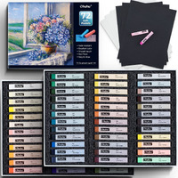 Ohuhu 72 Long Chalk Pastel Set: 72 Soft Pastels Markers For Artists 4 Fluorescent Colors With 6 Pastel Papers Included For Drawing Blending Layering Shading Pastels Set For Adults Teenagers Beginners