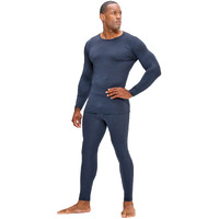 Devops Men 's Thermal Underwear Long Johns Set With Fleece Lined (Large, Navy)