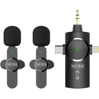 Mcvem Dual Wireless Lavalier Lapel Microphone For Iphone, Android, Camera 2 Cordless Mics Plug And Play 2.4G Noise Reduction Chip 7 Hour Working Time For Two-Person Creator