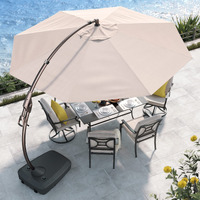 Grand Patio 12Ft Outdoor Offset Umbrella Large Round Aluminum Cantilever Umbrella With Base For Garden Deck Poolside (Champagne, 12 Ft)