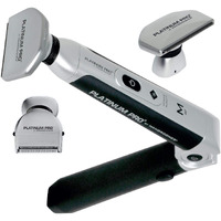 Platinum Pro By Mangroomer New Back Shaver With 3 Shock Absorber Flex Heads, Power Hinge, Extreme Reach Handle & Bonus Case! (Generation 8.0), 4 Piece Set