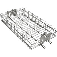 Onlyfire 6042 Bbq Stainless Steel Flat Spit Rotisserie Grill Basket For Any Grill, Fits 1/2 "" Hexagon, 3/8 "" Hexagon, 3/8 "" Square&5/16 "" Square Rotisserie Spit Rods