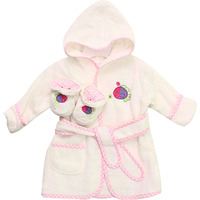 Spasilk 100% Cotton Hooded Terry Bathrobe With Booties, White Fish, One Size