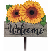 Spoontiques - Sunflower Welcome Garden Stake - Garden D      Cor - Decorative Stake For Lawn And Yard - Multicolored