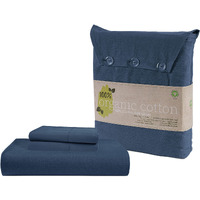 Lane Linen 100% Organic Cotton King Fitted Sheet, 3-Piece Set (1 Fitted Sheet, 2 Pillowcases), Percale Weave, Cotton Fitted Sheet King, Ultra Soft, Breathable, Fits Mattress Upto 15"" Deep - Navy