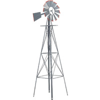 Crownland 8Ft Ornamental Windmill Backyard Garden Decoration Weather Vane, Heavy Duty Metal Wind Mill Weather Resistant 4 Legs Design (Grey)