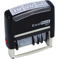 Excelmark 12 Phrase Self-Inking Date Stamp - 2"" X 1/4"" Impression - Black Ink (7817)