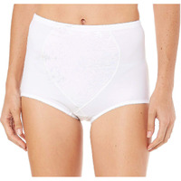 Bali Womens Jacquard Mesh Tummy Panel Firm Control 2-Pack Fajas Dfx710 Shapewear Brief, White Jacquard/White Jacquard, Large Us