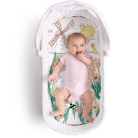Jumpoff Jo - Fitted Bassinet Sheet, Soft Cotton Flexible Fit Sheet For Oval, Rectangle, And Hourglass Standard Sized Mattresses, 16 In. X 32 In. - Tulip Fields