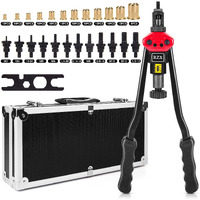 Rzx 16"" Rivet Nut Tool Hand Blind Riveter With Nut Setting System Totally 12Mandrels M3 M4 M5,M6,M8,M10 M12, 10-24, 1/4-20, 5/16-18,3/8-16,1/2-13 +115Pcs Rivets Nuts With Aluminum Carrying Case