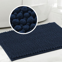 Turquoize Bathroom Rugs Non-Slip Chenille Bath Mat For Bathroom 20 X 32 Inches Extra Soft And Absorbent Shaggy Bathroom Rugs, Machine Washable Perfect For Bathtub And Shower Floor, 32 "" X 20 "", Navy