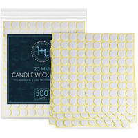 Hearth  Harbor Candle Wick Stickers, 500 Pieces Double-Sided Heat Resistant Adhesive Wick Stickers For Candle Making, Glue Stickers For Candle Making, Candle Making Supplies, 20Mm Round Stickers