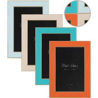 Violabbey 4X6 Picture Frames Set Of 4, Colorful Photo Frame Of Modern Style, High Definition Tempered Real Glass, Wall Mounted Or Tabletop Display (Blue+Light Blue+Orange+Apricot)