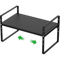 Wejipp Cabinet Organizer Shelf Expandable In Cabinet Storage Shelf Kitchen Cupboard Organizer Stackable Spice Rack Kitchen Pantry Countertop Storage,8.07"" W,Black