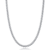Momlovu Silver Chain For Men And Women Boys, 18K Gold Plated Men And Women 's Necklaces Chain Cuban Link Chain For Men And Women 4Mm/6Mm 18/20/22/24/26Inch