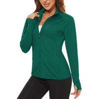 Tacvasen Women 's Athletic Jacket Lightweight Uv Protection Shirts Full Zip Workout Jackets Upf 50+ Long Sleeve Green Shirt