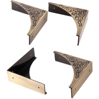Antique Zinc Alloy Box Corner Protector Edge Safety Guard Cabinet Furniture Corner Bumpers Pack Of 4 (Bronze)