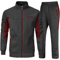 Ysento Mens Tracksuits Gym Workout Training Suits Jogging Suits Sports Casual Sweatsuits Full Grey L