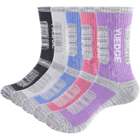 Yuedge Women 's Outdoor Hiking Socks Moisture Wicking Cotton Cushioned Crew Athletic Socks Padded Boot Socks For Women Size 6-9, Mulitcolor, 5 Pairs