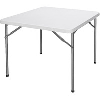 Zenstyle 3 Ft Indoor Outdoor Heavy Duty Portable Plastic Folding Table, Square Card Table Utility Table Game Table For Puzzles Crafting Picnic Camping Dining Party, White